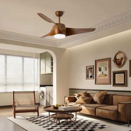 Immax NEO 07286L - LED Prigušivi plafonski ventilator WAVE LED/18W/230V Wi-Fi Tuya braon + Daljinski upravljač