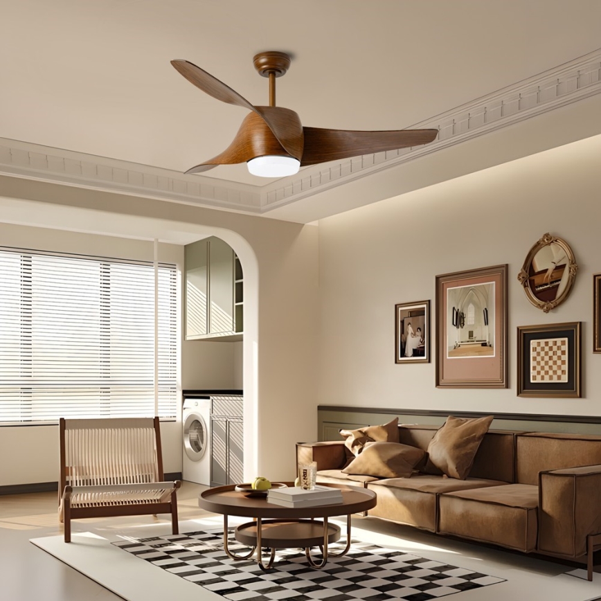 Immax NEO 07286L - LED Prigušivi plafonski ventilator WAVE LED/18W/230V Wi-Fi Tuya braon + Daljinski upravljač