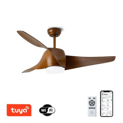Immax NEO 07286L - LED Prigušivi plafonski ventilator WAVE LED/18W/230V Wi-Fi Tuya braon + Daljinski upravljač