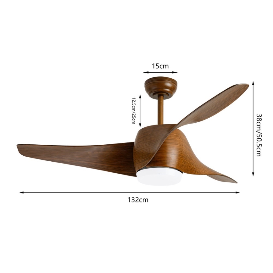 Immax NEO 07286L - LED Prigušivi plafonski ventilator WAVE LED/18W/230V Wi-Fi Tuya braon + Daljinski upravljač