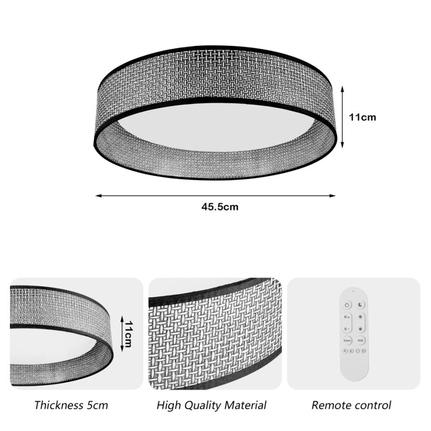 Immax NEO 07287L - LED+CCT prigušiva plafonska lampa LONA LED/36W/230V 3000-6000K Wi-Fi Tuya, prečnik 45,5 cm, sa daljinskim upravljačem