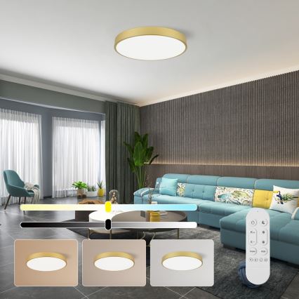 Immax NEO 07293L - prigušiva plafonska LED lampa NEO LITE SEMPLICI LED/60W/230V 3000-6000K prečnik 60 cm Wi-Fi Tuya zlatna + daljinski upravljač