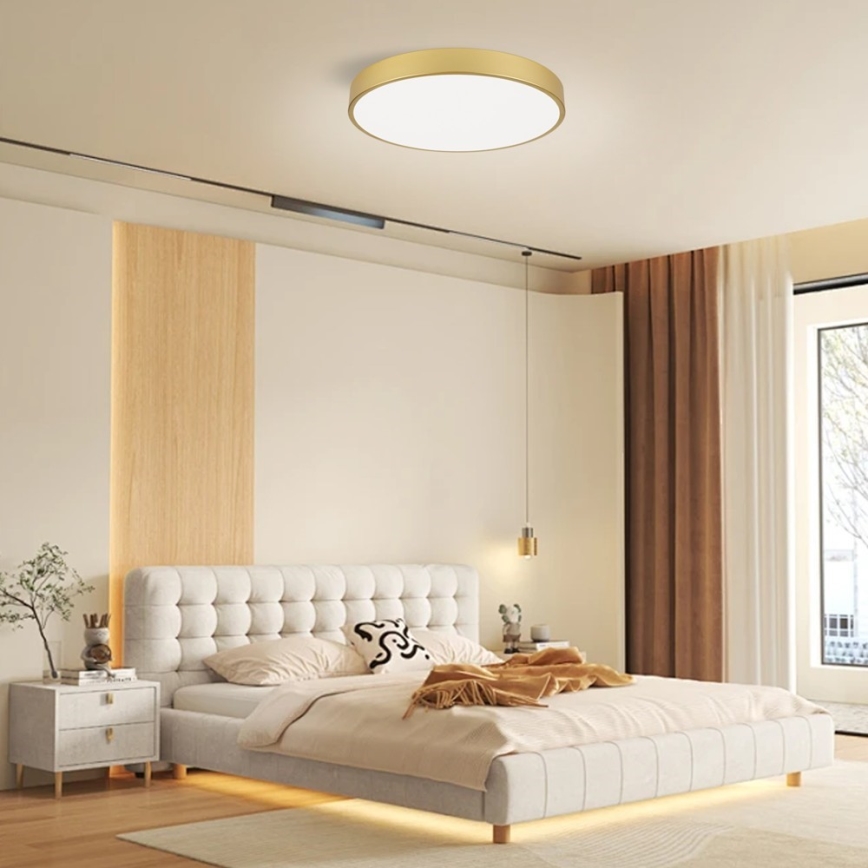 Immax NEO 07293L - prigušiva plafonska LED lampa NEO LITE SEMPLICI LED/60W/230V 3000-6000K prečnik 60 cm Wi-Fi Tuya zlatna + daljinski upravljač