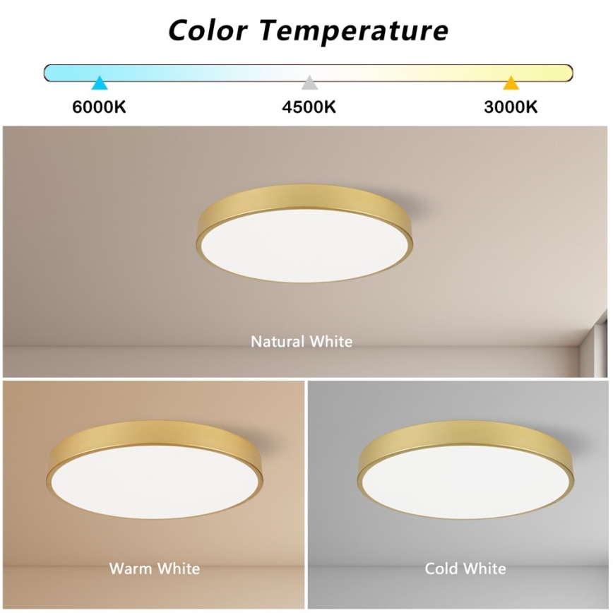 Immax NEO 07293L - prigušiva plafonska LED lampa NEO LITE SEMPLICI LED/60W/230V 3000-6000K prečnik 60 cm Wi-Fi Tuya zlatna + daljinski upravljač