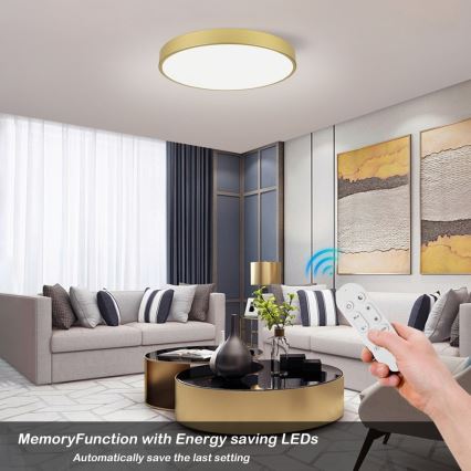 Immax NEO 07293L - prigušiva plafonska LED lampa NEO LITE SEMPLICI LED/60W/230V 3000-6000K prečnik 60 cm Wi-Fi Tuya zlatna + daljinski upravljač