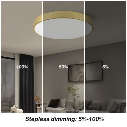 Immax NEO 07293L - prigušiva plafonska LED lampa NEO LITE SEMPLICI LED/60W/230V 3000-6000K prečnik 60 cm Wi-Fi Tuya zlatna + daljinski upravljač