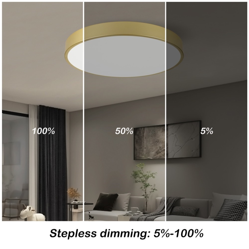 Immax NEO 07293L - prigušiva plafonska LED lampa NEO LITE SEMPLICI LED/60W/230V 3000-6000K prečnik 60 cm Wi-Fi Tuya zlatna + daljinski upravljač
