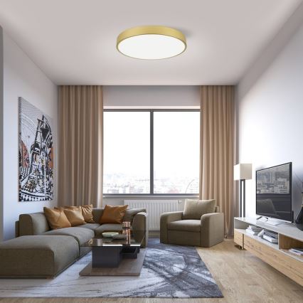Immax NEO 07293L - prigušiva plafonska LED lampa NEO LITE SEMPLICI LED/60W/230V 3000-6000K prečnik 60 cm Wi-Fi Tuya zlatna + daljinski upravljač