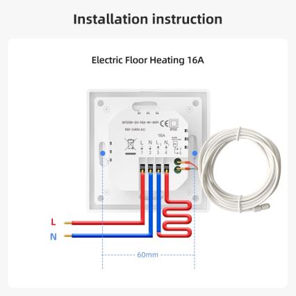 Immax NEO 07535L - SMART termostat za električno podno grejanje 230V/16A Wi-Fi Tuya