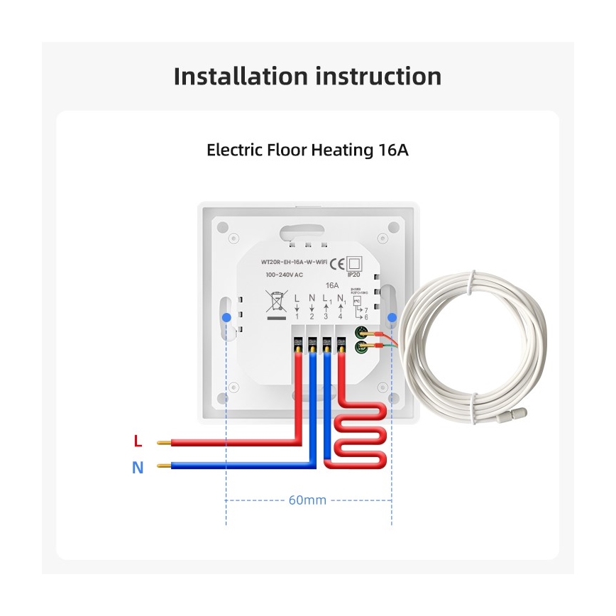 Immax NEO 07535L - SMART termostat za električno podno grejanje 230V/16A Wi-Fi Tuya