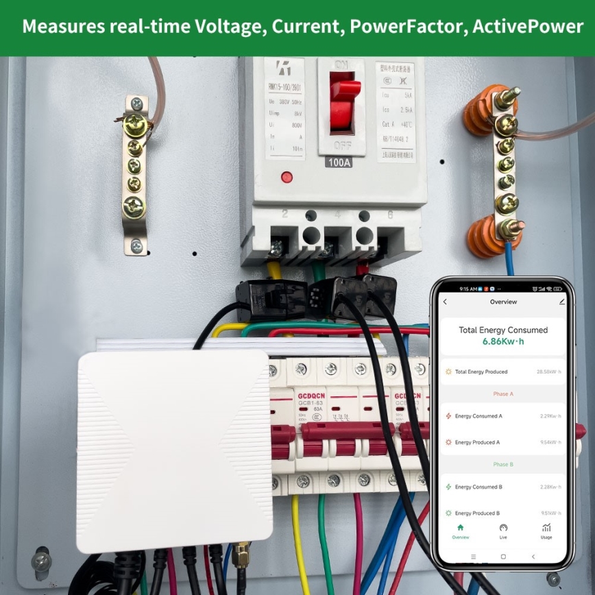 Immax NEO 07581L -Pametni trofazni merač potrošnje električne energije Wi-Fi Tuya