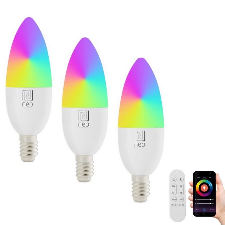 Immax NEO 07716CDO - Set 3x LED RGB+CCT Prigušiva sijalica E14/6W/230V Wi-Fi Tuya + Daljinski upravljač