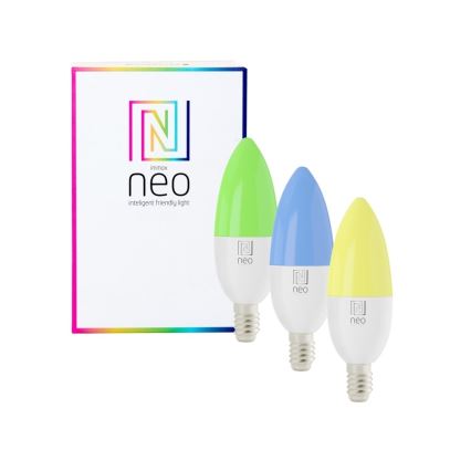 Immax NEO 07716CDO - Set 3x LED RGB+CCT Prigušiva sijalica E14/6W/230V Wi-Fi Tuya + Daljinski upravljač