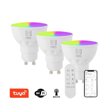 Immax NEO 07724CDO - Set 3x LED RGB+CCT Prigušiva sijalica GU10/6W/230V 2700-6500K Wi-Fi Tuya + Daljinski upravljač