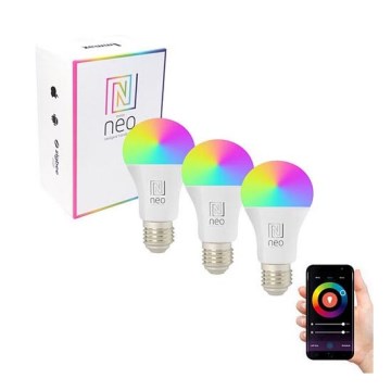 Immax NEO 07733C - Set 3x LED RGB+CCT Prigušiva sijalica NEO LITE E27/11W/230V 2700 - 6500K Wi-Fi Tuya