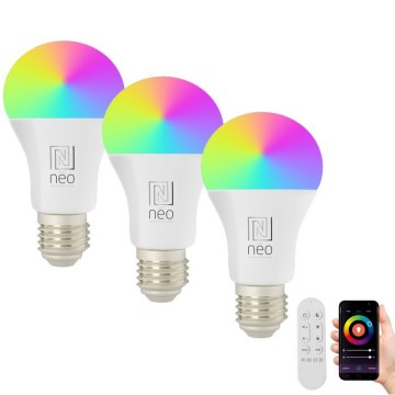 Immax NEO 07733CDO - Set 3x LED RGB+CCT Prigušiva sijalica E27/11W/230V Wi-Fi Tuya + Daljinski upravljač