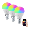 Immax NEO 07745C - Set od 3 LED RGB+CCT prigušiva sijalica E14/6W/230V 2700-6500K Wi-Fi Tuya