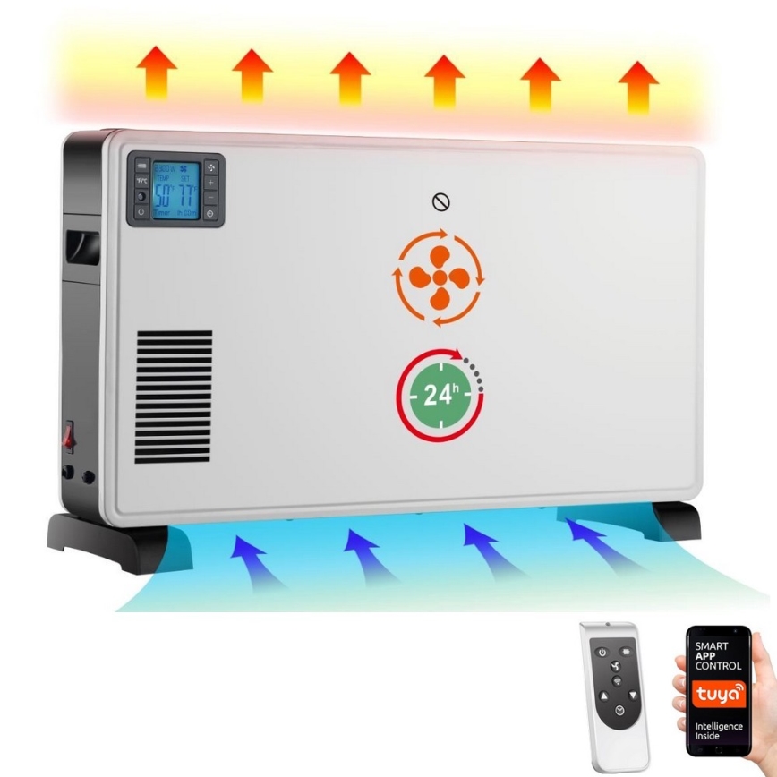 Immax NEO 07760L - Električna konvektorska grejalica 1000/1300/2300W LCD/timer/TURBO/termostat Wi-Fi Tuya + Daljinski upravljač