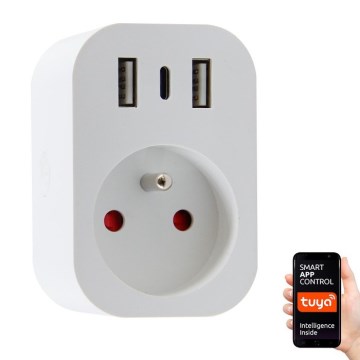 Immax NEO 07772L- Pametna razdelna utičnica 16A/230V + 2xUSB+1xUSB C Wi-Fi Tuya