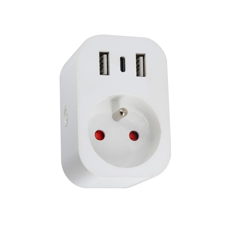 Immax NEO 07772L- Pametna razdelna utičnica 16A/230V + 2xUSB+1xUSB C Wi-Fi Tuya