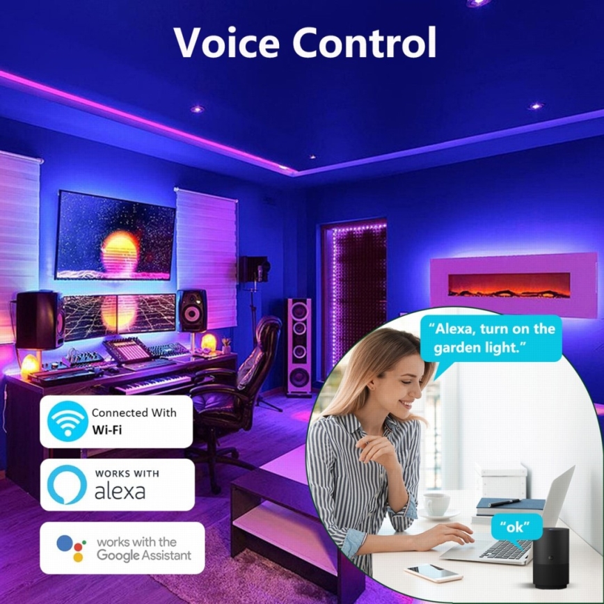Immax NEO 07776L - LED RGB Prigušiva podna lampa AMBIENTE LED/12W/230V Wi-Fi Tuya + Daljinski upravljač