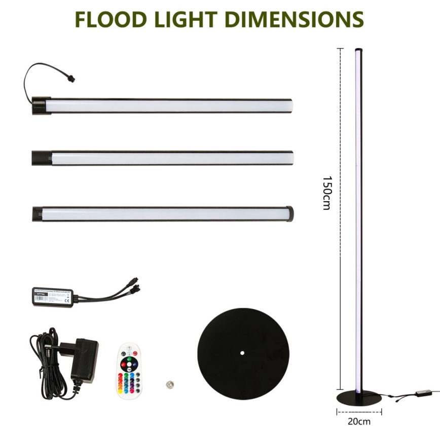 Immax NEO 07776L - LED RGB Prigušiva podna lampa AMBIENTE LED/12W/230V Wi-Fi Tuya + Daljinski upravljač