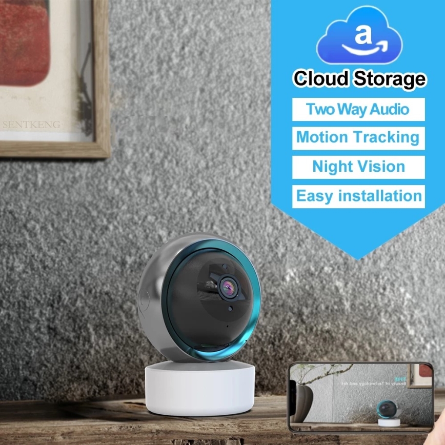 Immax NEO 07781L - Pametna unutrašnja kamera sa senzorom EYE NEO LITE, 355° P/T, 5 MP, Wi-Fi Tuya
