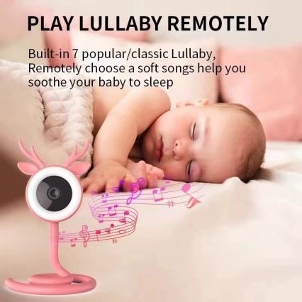 Immax NEO 07798L - Pametni punjivi monitor za bebe 5V Wi-Fi Tuya roze