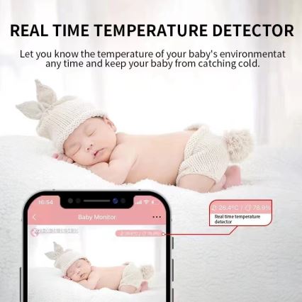 Immax NEO 07798L - Pametni punjivi monitor za bebe 5V Wi-Fi Tuya roze