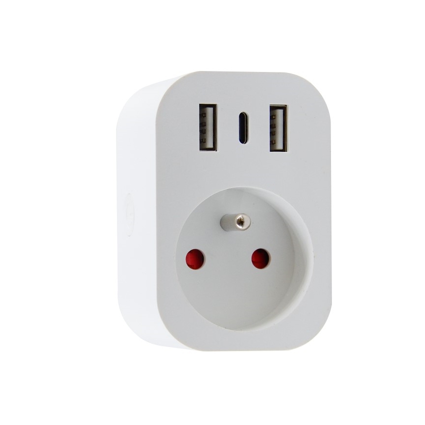 Immax NEO 07799L - Pametna razdelna utičnica 16A/230V + 2xUSB+1xUSB C Wi-Fi Tuya