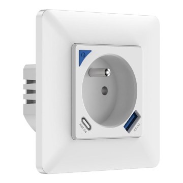 Immax NEO 07800L - Pametna utičnica 16A/230V + 1xUSB-A+1xUSB C Wi-Fi Tuya