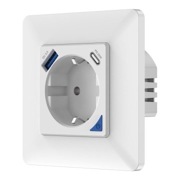 Immax NEO 07801L - Pametna utičnica 16A/230V + 1xUSB-A+1xUSB C Tuya