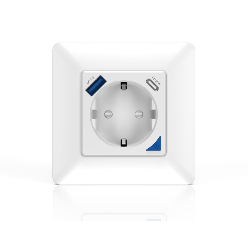 Immax NEO 07801L - Pametna utičnica 16A/230V + 1xUSB-A+1xUSB C Tuya