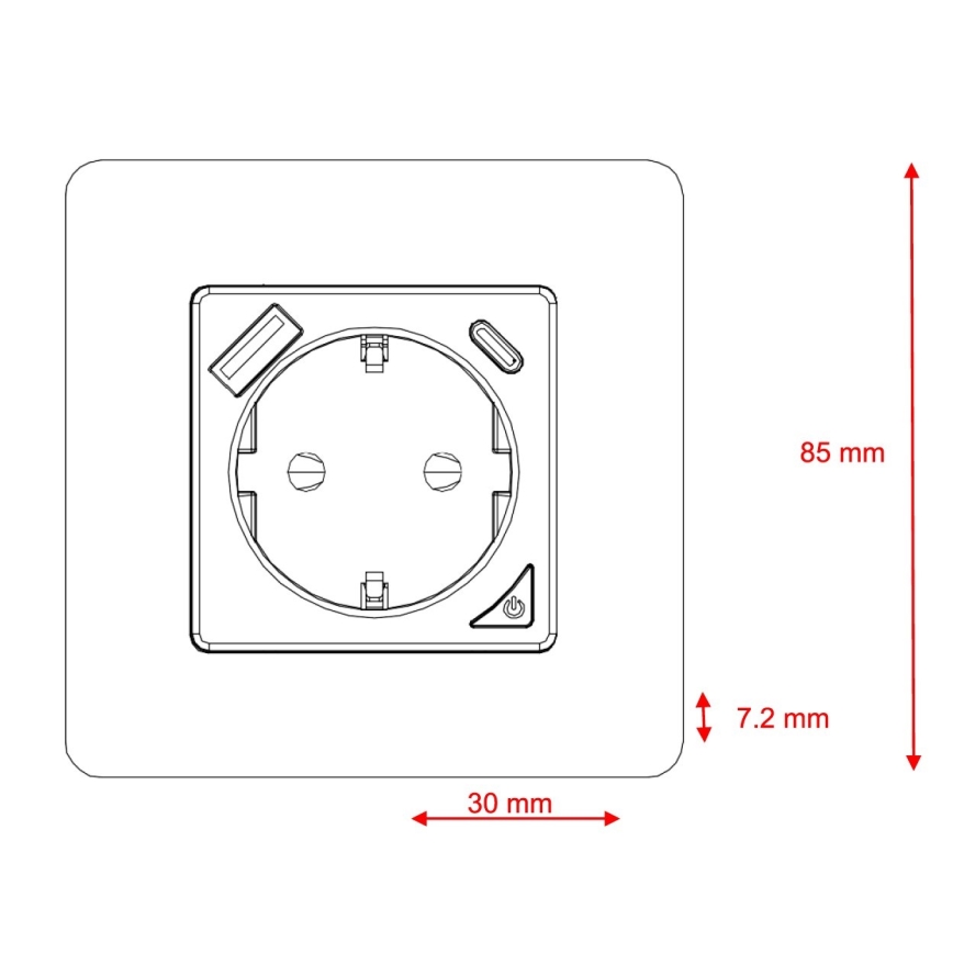 Immax NEO 07801L - Pametna utičnica 16A/230V + 1xUSB-A+1xUSB C Tuya