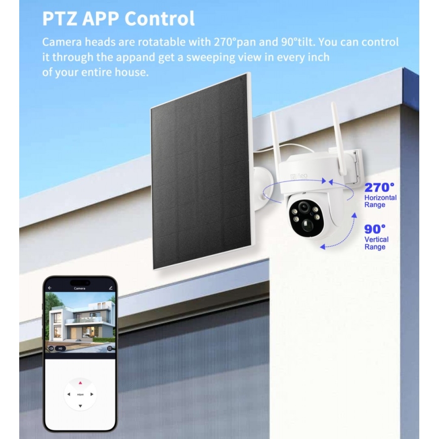 Immax NEO 07804L - Pametna vanjska solarna kamerom sa senzorom 9000mAh Wi-Fi Tuya IP65