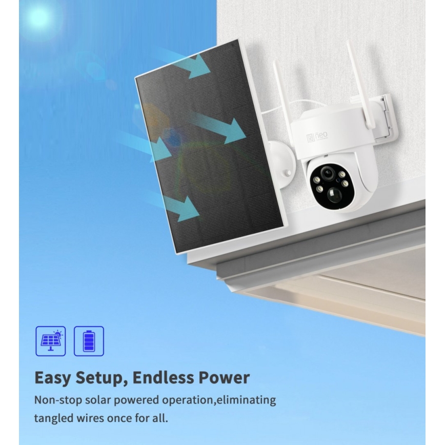 Immax NEO 07804L - Pametna vanjska solarna kamerom sa senzorom 9000mAh Wi-Fi Tuya IP65