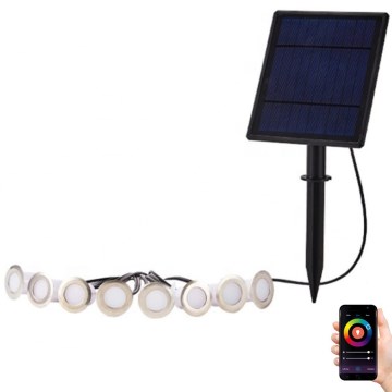 Immax NEO 07905L - LED RGB Prigušiva solarna lampa ESTRELAS 8xLED/0,25W/5V IP65 Tuya