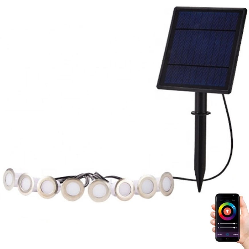 Immax NEO 07905L - LED RGB Prigušiva solarna lampa ESTRELAS 8xLED/0,25W/5V IP65 Tuya