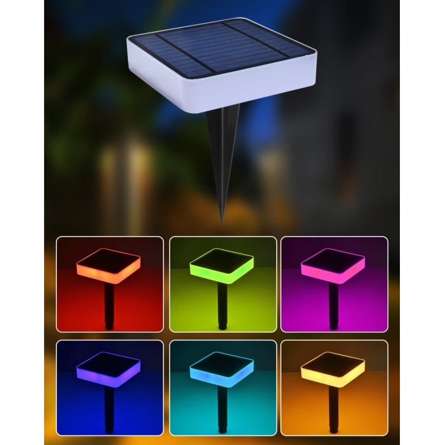 Immax NEO 07911L - LED RGB Prigušiva solarna lampa sa senzorom NEO LITE LED/1W/5V uglast IP54 Tuya
