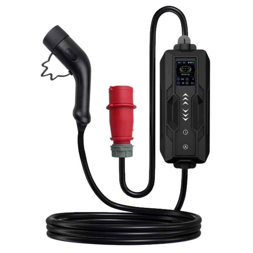 Immax – prenosiva putna punionica za električne automobile EV, AC tip 2, 16 A/380 V, 11 kW + utikač 230 V (3,7 kW), 5 m kabel + futrola