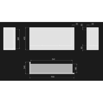 InFire - Crni ugaoni BIO kamin 45x90 cm 3kW
