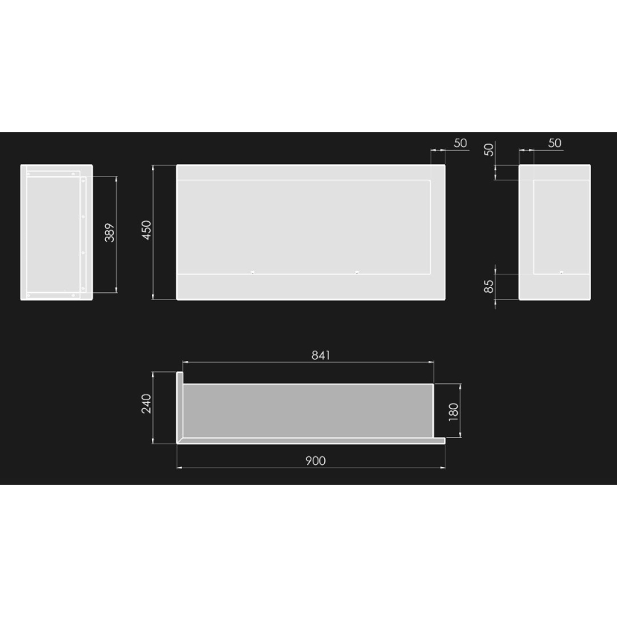 InFire - Crni ugaoni BIO kamin 45x90 cm 3kW