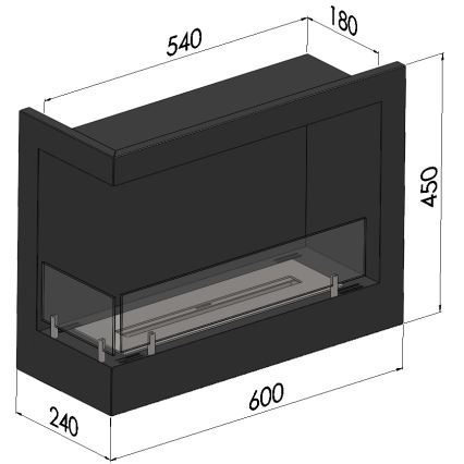 InFire - Ugaoni BIO kamin 45x60 cm 3kW crna