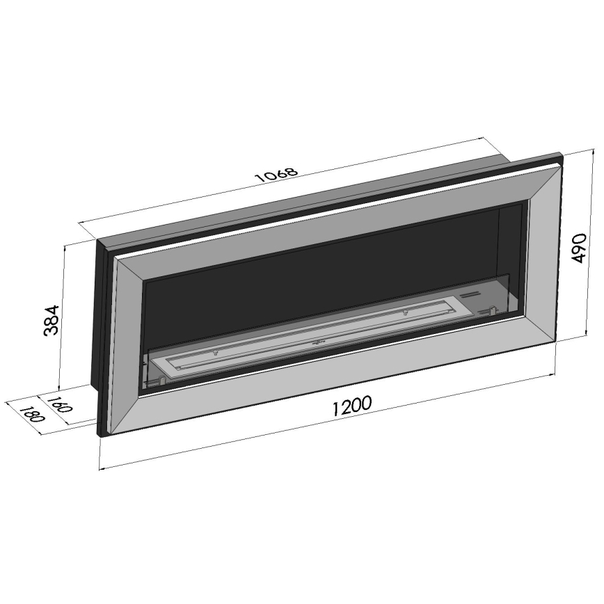 InFire - Ugradni bio kamin 49x120 cm 3kW crne boje