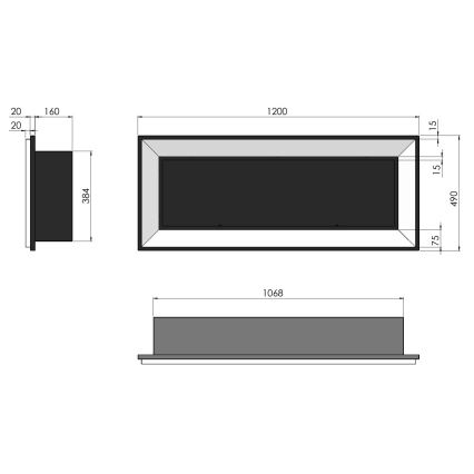InFire - Ugradni bio kamin 49x120 cm 3kW crne boje
