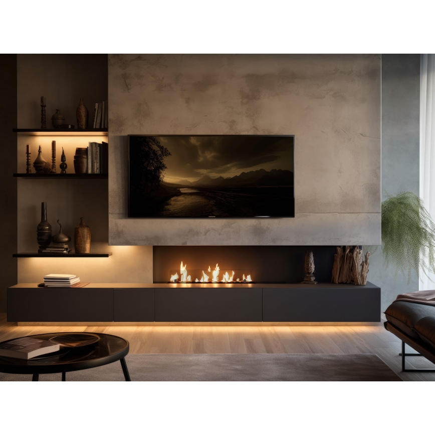 InFire - Ugradni BIO kamin 8,5x100 cm 6 kW crna