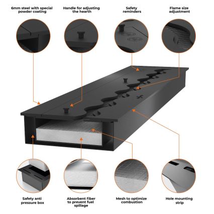 InFire - Ugradni BIO kamin 8,5x100 cm 6 kW crna