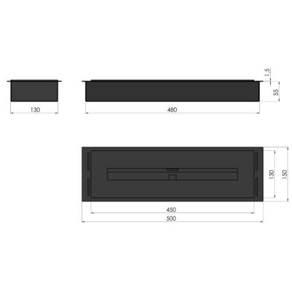 InFire - ugrađeni BIO kamin 5,5x50 cm 3kW mat krom