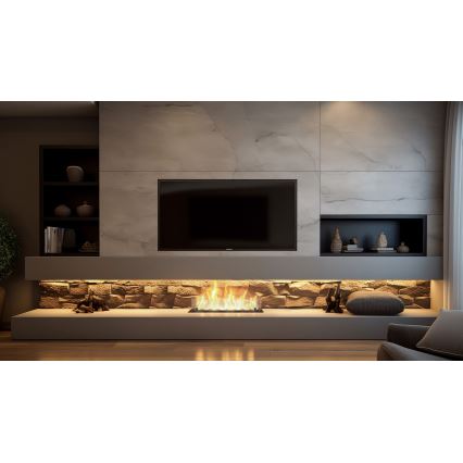 InFire - Ugrađeni bio kamin 8,5x60 cm 3,5kW crna