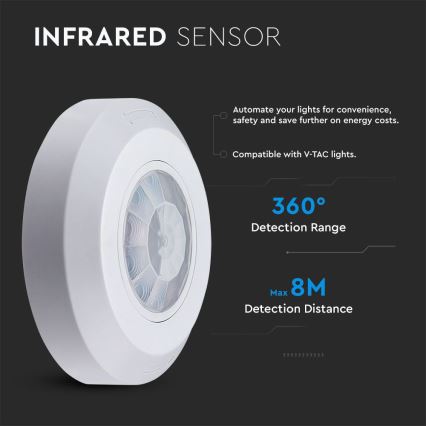 Infracrveni senzor pokreta 360° 200W/230V bela